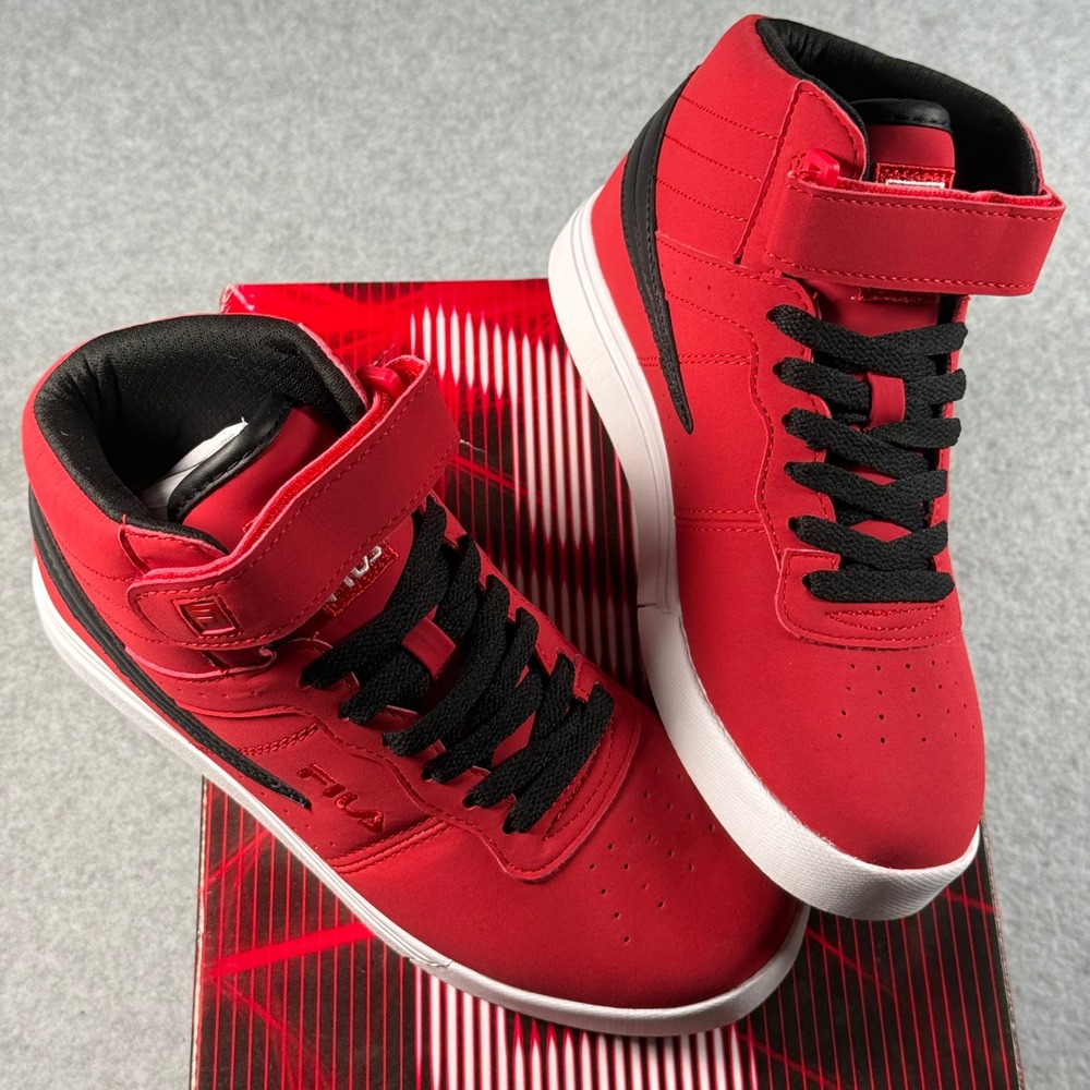 FILA Vulc 13 Kids 5‎ Red Black White High Top Sneakers New With Box 3SC60528‑020